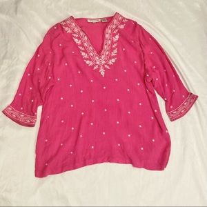 Cathy Daniels 1X Hot Pink Embroidered Tunic